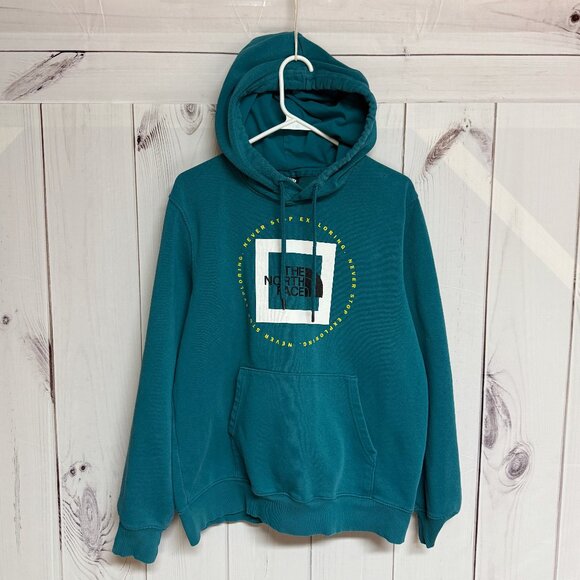 The North Face Men’s Graphic Hoodie M Teal “Never Stop Exploring” - Picture 1 of 15